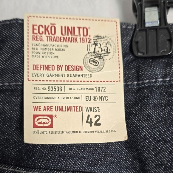 Vintage Marc Ecko Unltd Mens Jeans Baggy Fit 42×31 Dark Wash Denim Cyber Y2K NWT - Picture 5 of 11